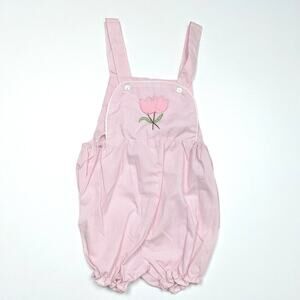 Vintage Sweet Temptations Sunsuit Girls Size 18m Pink Stripe Tulip Bubble Romper